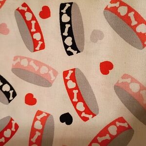 Red and Black Dog Bone Pattern Fabric Cotton Fat Quarter Set Of 3